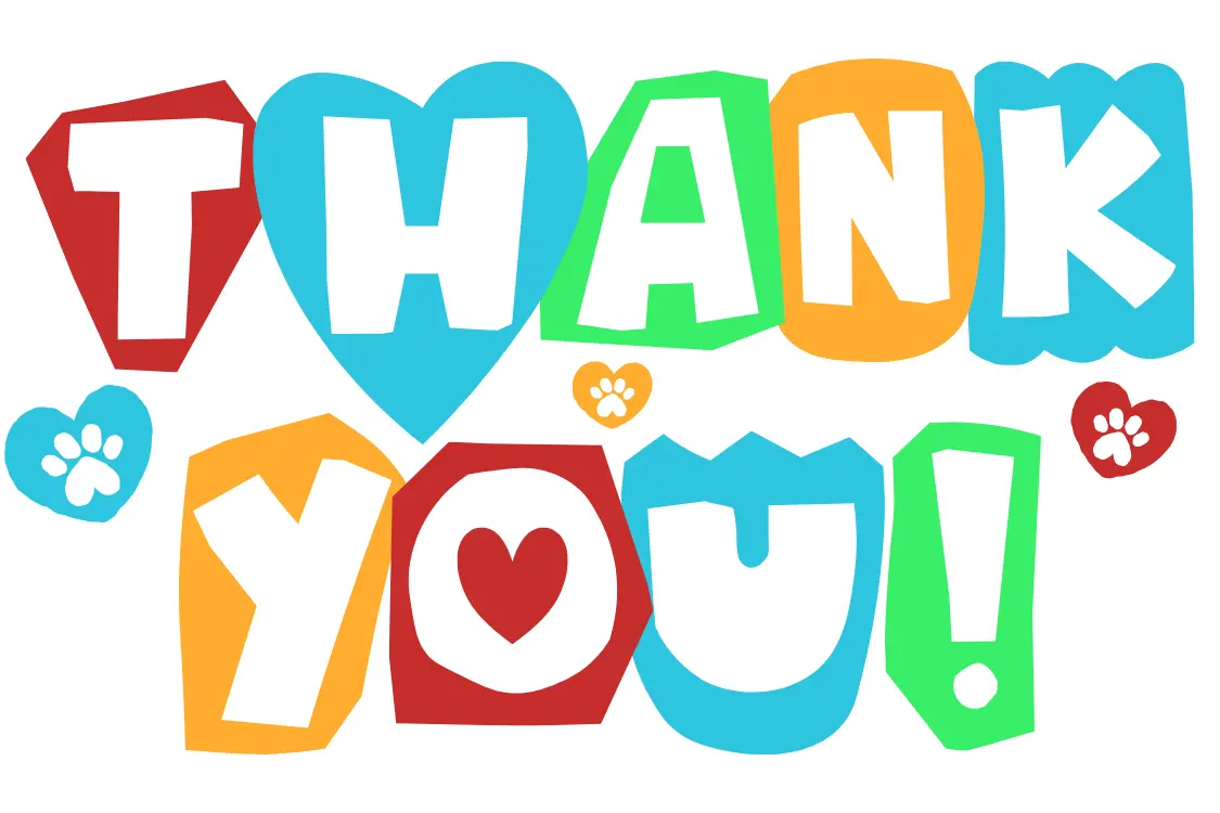 The text 'Pet Supply Sale' in bright colors, surrounded by hearts with paw prints in the center.